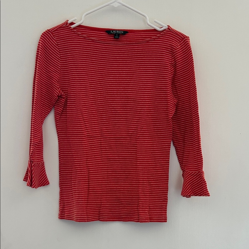 Lauren Ralph Lauren Striped Red and White Top